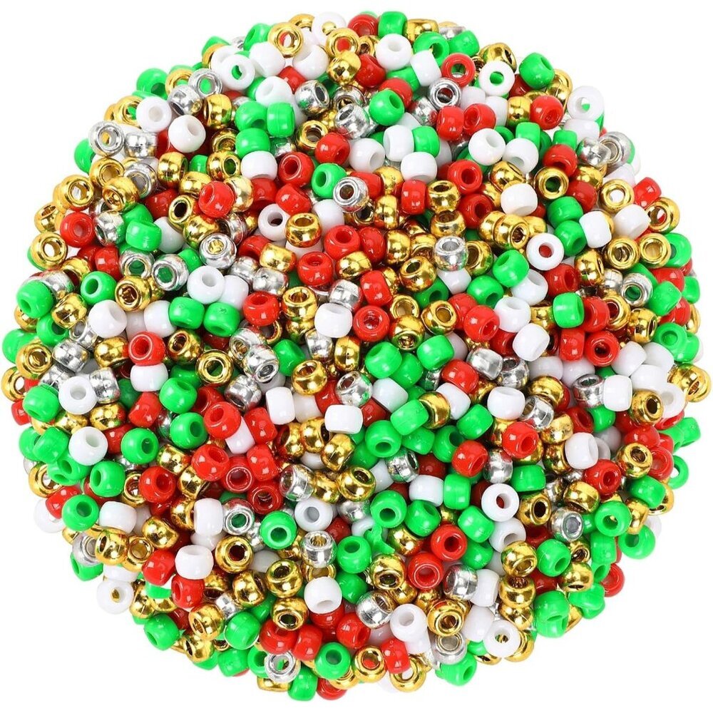 Vibrant 1200Pc Christmas Bead Set - Red, Green & Gold for Unique DIY Jewelry